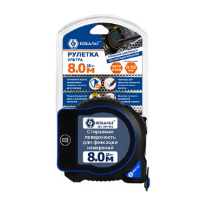 Рулетка 8 м х 25 мм (окно для записей) Ультра КОБАЛЬТ 924-061