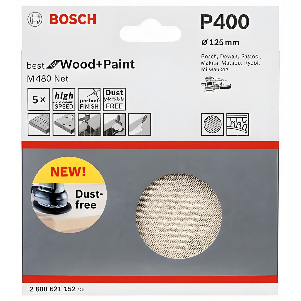 Круг шлифовальный 125 мм P400 (сетчатая основа, 1шт.) Best for Wood + Paint BOSCH 2608621152