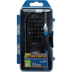 Набор бит мини 32 шт. + отвертка (кассета) "Профи" ПРАКТИКА 774-535