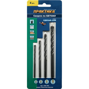 Набор сверл по бетону 4 шт. (4-8 мм) Сделай сам ПРАКТИКА 640-193