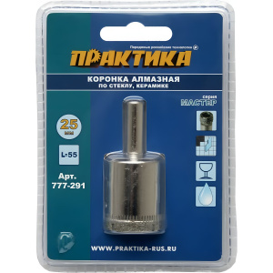 Коронка алмазная 25 мм (1 шт., стекло, керамика) Сделай сам ПРАКТИКА 777-291