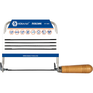 Лобзик ручной 180 х 310 мм (деревянная ручка, 5 лезвий) КОБАЛЬТ 917-605