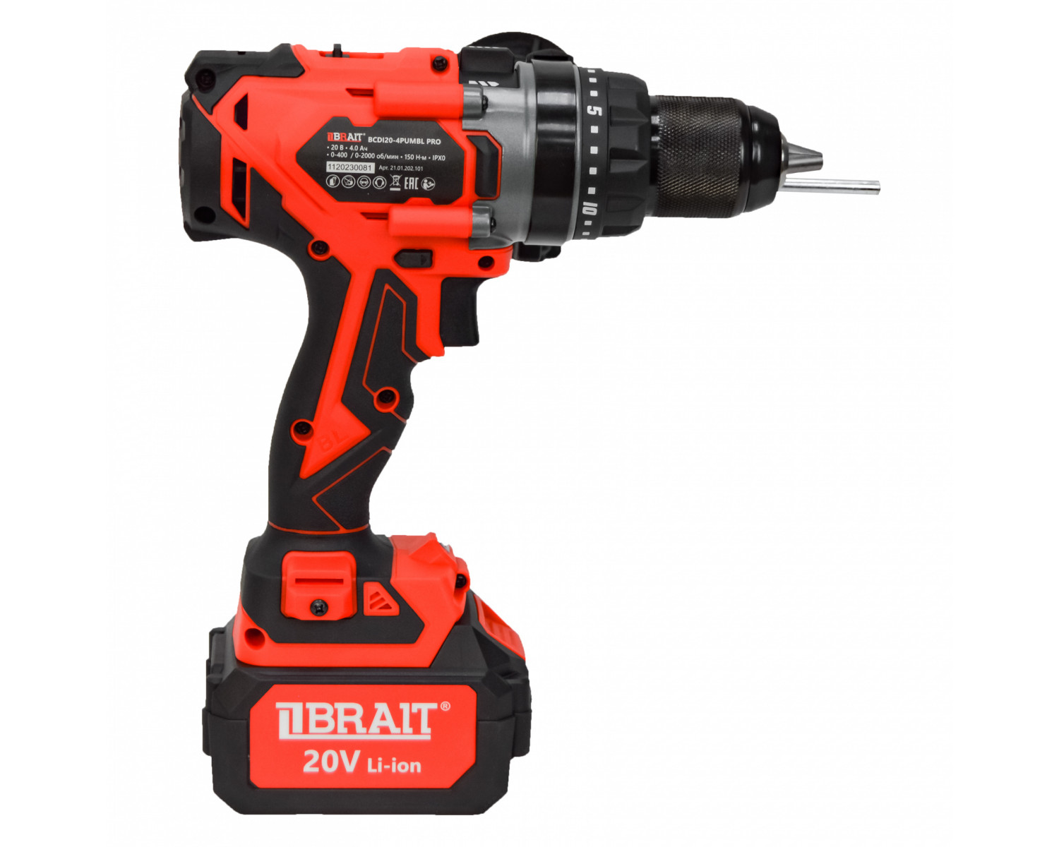 Дрель аккумуляторная BRAIT BCDI20-4PUMBL-1 PRO + ПОДАРОК (адаптер шнека по льду)