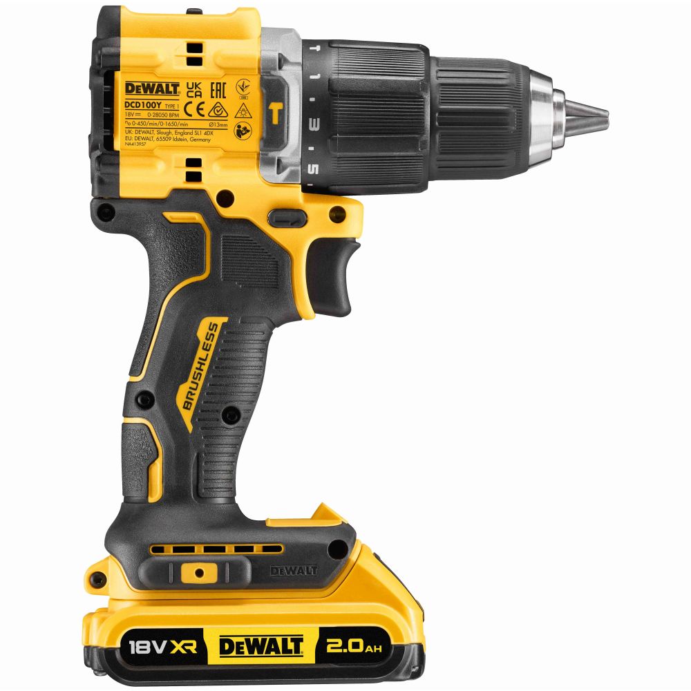Дрель аккумуляторная ударная DEWALT DCD100YD2T-QW