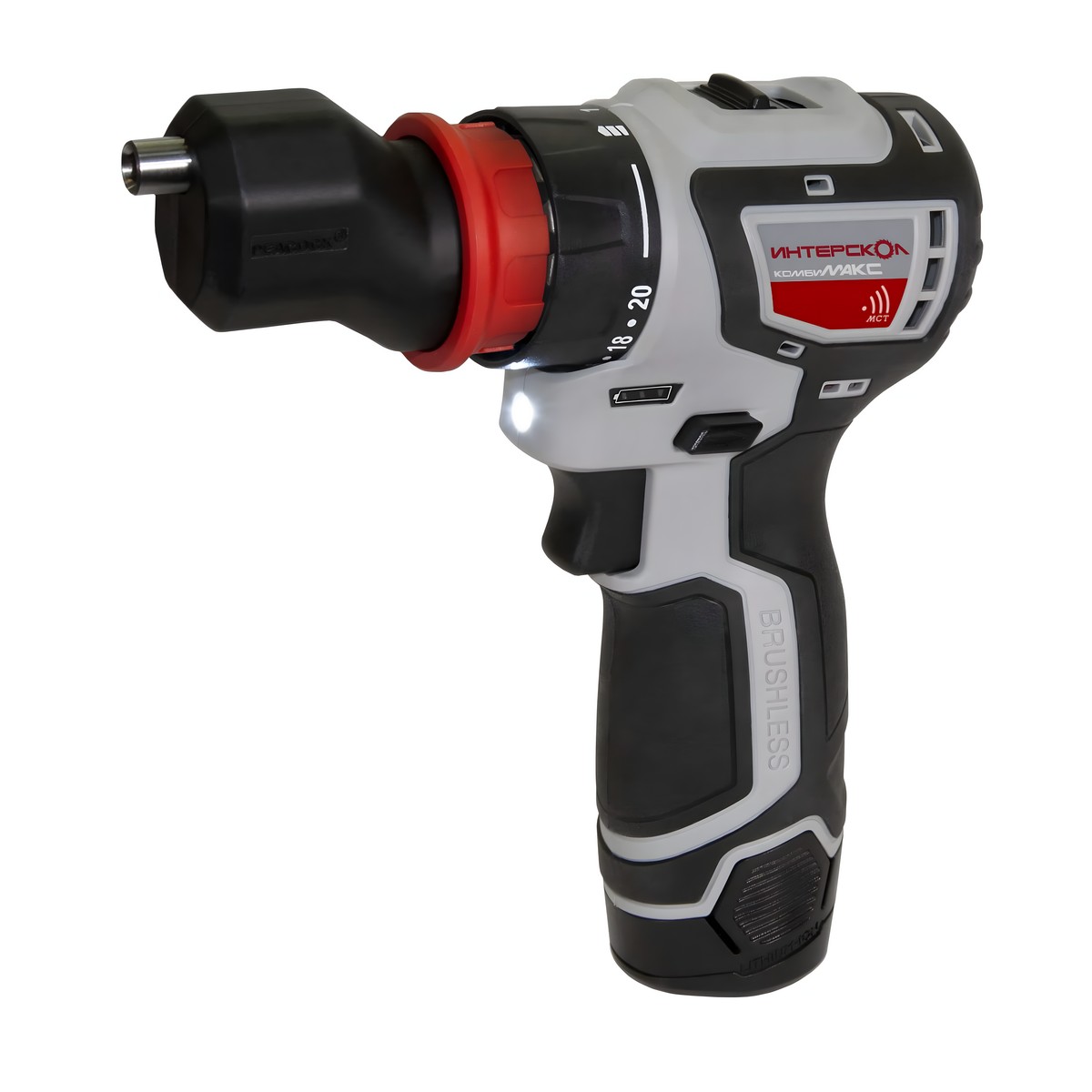 Дрель аккумуляторная ИНТЕРСКОЛ ДА-10/12В 36 КомбиМАКС (Li-Ion, кейс, 2 акк.*2,0 Ач, 4 насадки)