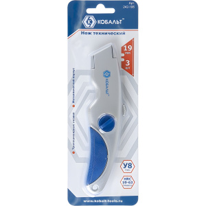 Нож технический с трапециевидными лезвими 19 мм (3 шт.) металл. корпус 242-106