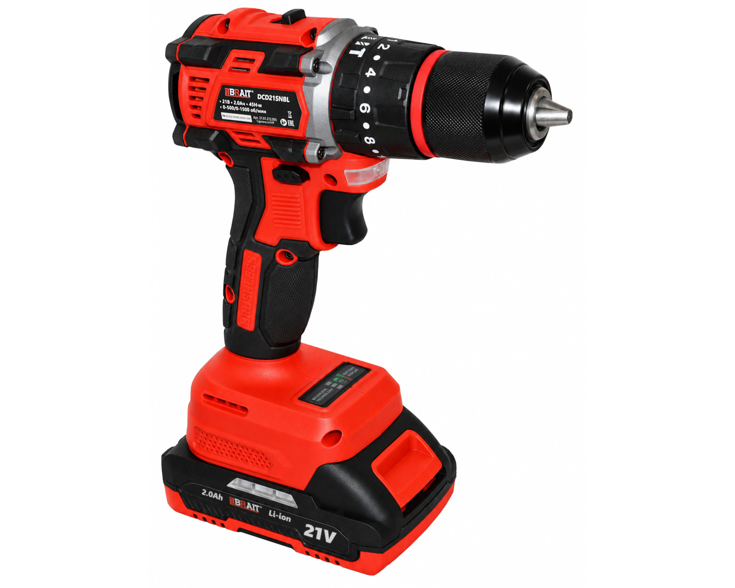 Дрель аккумуляторная BRAIT DCD21SNBL