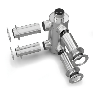 Отопитель натрубный для двух смежных помещений TMF D 115, 1,0/0,5 мм, 0,65 м, нерж./нерж. 57601