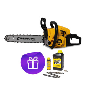 Бензопила CHAMPION 246-15"-0,325-1,3-64 (легкий старт) + ПОДАРОК (масло, свеча, цепь, смазка цепи)