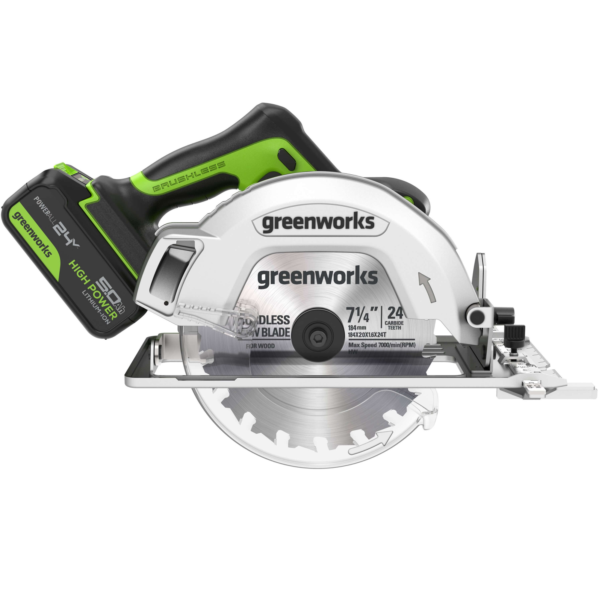 Пила циркулярная аккумуляторная GREENWORKS GD24CS 1500907CUG