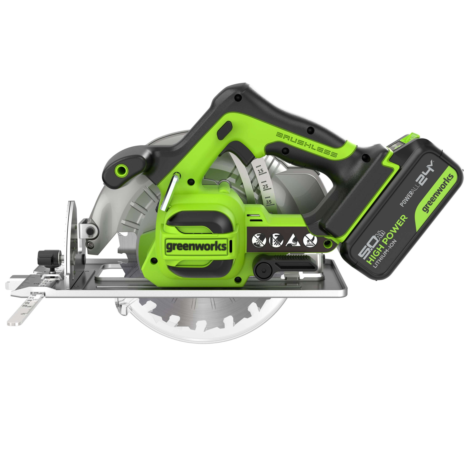Пила циркулярная аккумуляторная GREENWORKS GD24CS 1500907CUG