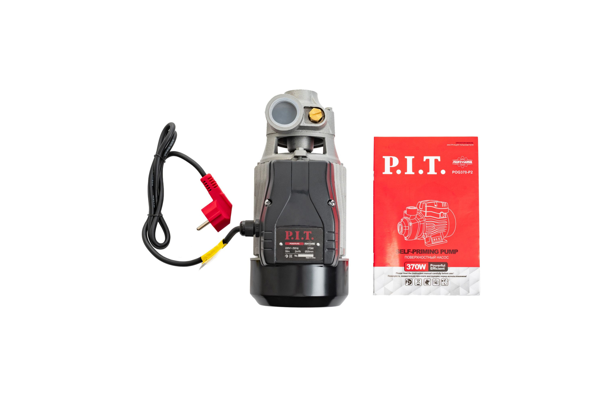 Насос центробежный электрич. P.I.T. POG370-P2 (370Вт, напор 35м, 33л/мин, металл.насос.часть, медь)